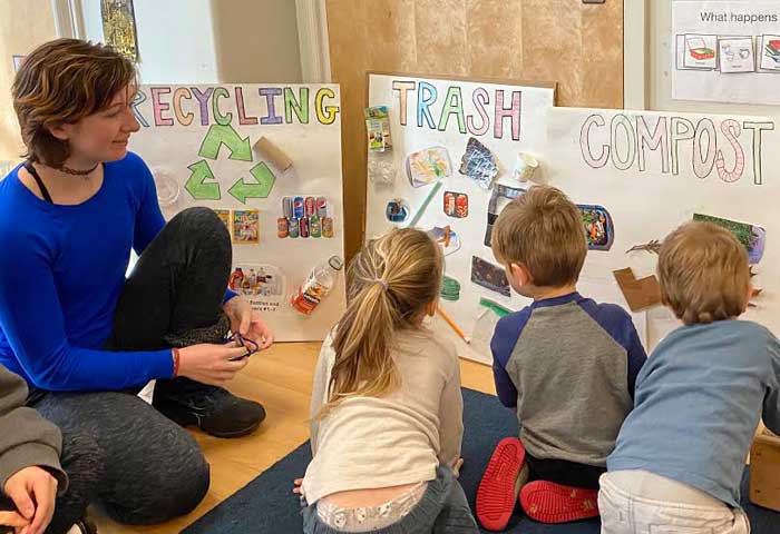 group project and presentation with kids about recycling