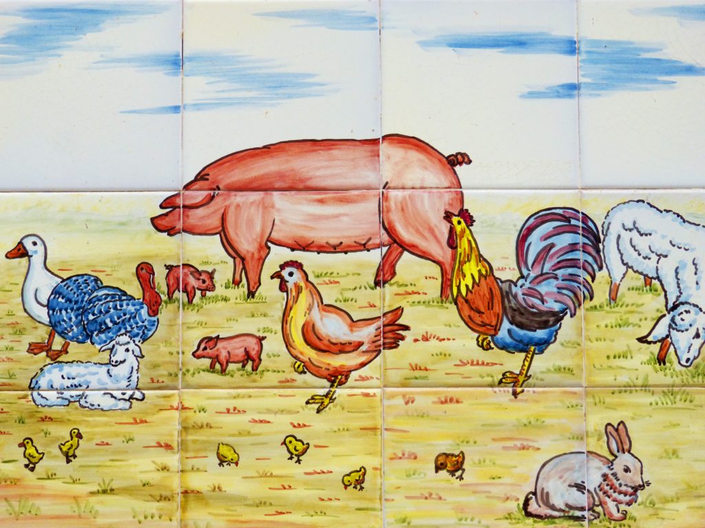 drawing of farm animals